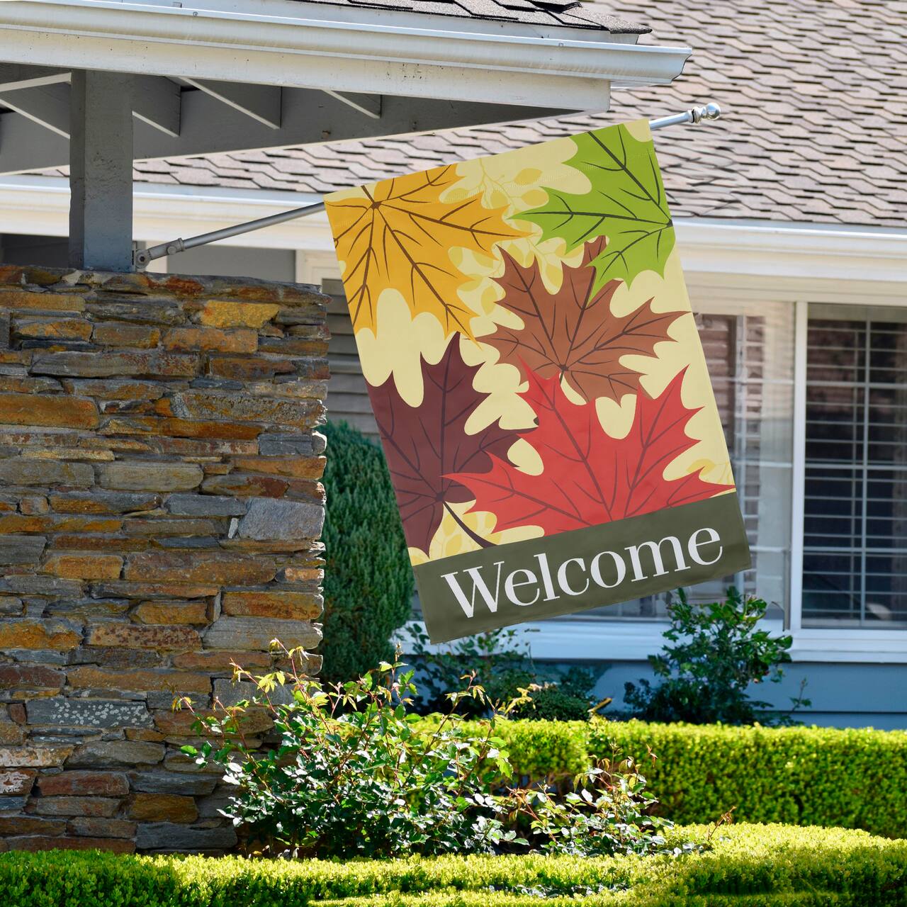 28" x 40" Red & Yellow Fall Leaves Welcome Outdoor House Flag